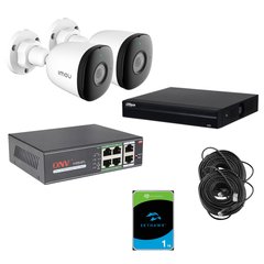 IP комплект видеонаблюдения IMOU 2IP-2MP-KIT, 2 камеры, Проводное, Уличная, Ip, 2 Мп