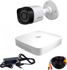 Комплект відеоспостереження Dahua HD-CVI-1W KIT + HDD500GB, 1 камера, Дротовий, Вулична, HD-CVI, 2 Мп