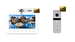 Комплект видеодомофона NeoLight Omega+ HD WF + вызывная панель Neolight SOLO FHD Silver