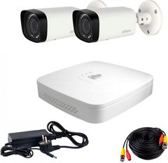 Комплект видеонаблюдения Dahua HD-CVI-2W PRO KIT, 2 камеры, Проводной, Уличная, HD-CVI, 2 Мп