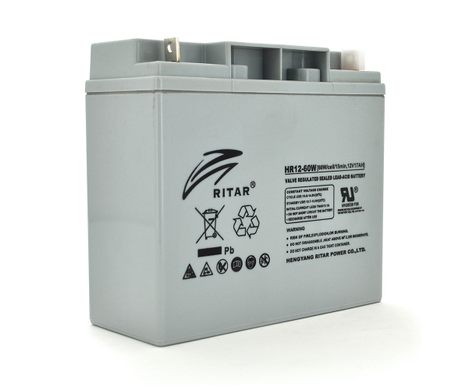 Акумуляторна батарея AGM RITAR HR12-60W, Gray Case, 12V 17.0Ah (181 х 77 х 167 (167) 4.80 kg Q4