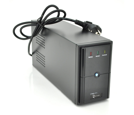 ИБП Ritar E-RTM600 (360W) ELF-L, LED, AVR, 2st, 2xSCHUKO socket, 1x12V7Ah, metal Case Q4 (310*85*140), 360 Вт, 600 Ва, Аппроксимированная синусоида, Линейно-интерактивный, Встроенная