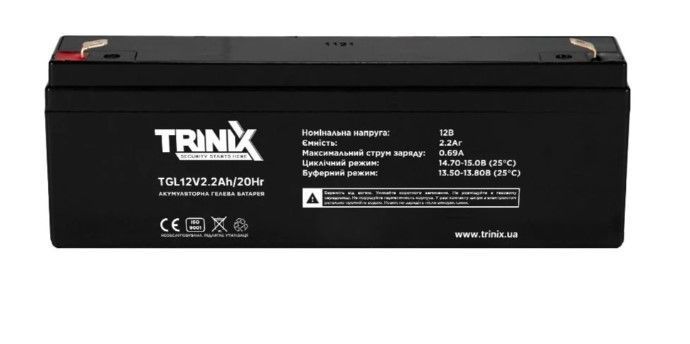 Акумуляторна батарея гелева 12В 2.2Аг Trinix TGL12V2.2Ah/20Hr GEL