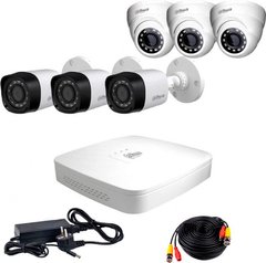 Комплект видеонаблюдения Dahua HD-CVI-33WD KIT + HDD1000GB, 6 камер, Проводной, Уличная+внутреняя, HD-CVI, 2 Мп
