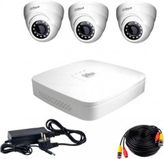 Комплект видеонаблюдения Dahua HD-CVI-3D KIT + HDD1000GB, 3 камеры, Проводной, Внутреняя, HD-CVI, 2 Мп