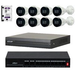 IP комплект видеонаблюдения Dahua 8IP2MP-OUT-2TB, 8 камер, Проводной, Уличная, Ip, 2 Мп