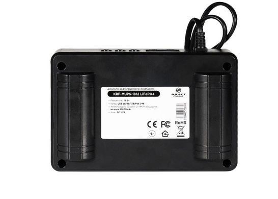Источник бесперебойного питания DC UPS Kraft KRF-MUPS-1812 5V/9V/12V/24V/PoE, LiFePO4 2*6Ah, для роутера и медиаконвертера