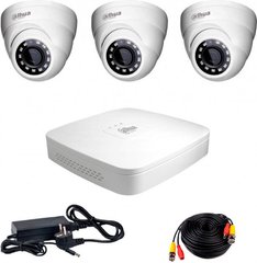 Комплект видеонаблюдения Dahua HD-CVI-3D KIT, 3 камеры, Проводной, Внутреняя, HD-CVI, 2 Мп