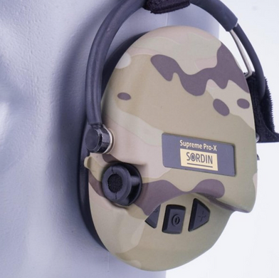 Активные наушники для стрельбы Sordin Supreme Pro-X Neckband Multicam с задним держателем под шлем
