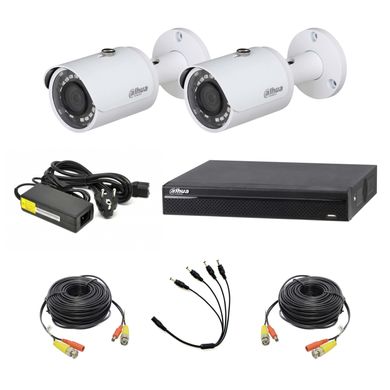 Комплект відеоспостереження Dahua KIT1MP-OUT, 2 камери, Вулична, HD-CVI, 1 Мп