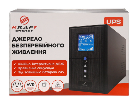 Комплект резервного живлення Kraft PSW1000VA/800W(LCD)24V UPS + гелева батарея 1905 Вт*г