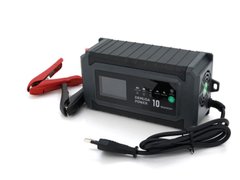 Автоматичний ЗП для акумулятора DEMUDA 12V/24V (MF, WET, AGM, GEL), AC110/220V, DC14,8В/29,6В, Струм заряду 12V/10A, 24V/6A, LCD, затискачі