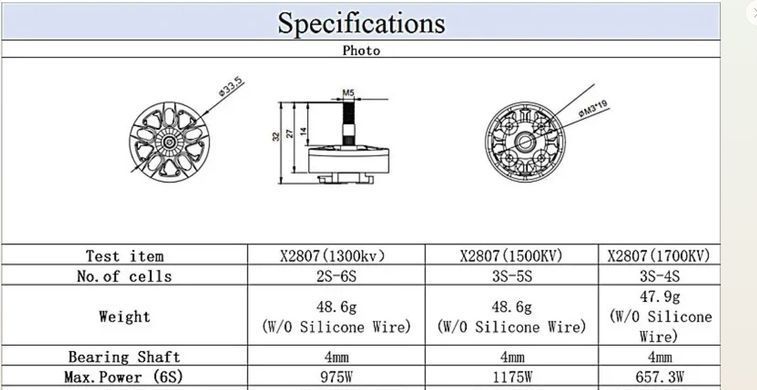 Мотор E-power 2807 1300kv