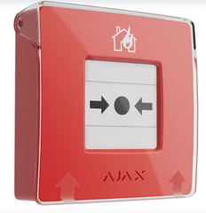 Бездротова настінна кнопка для активації пожежної тривоги вручну Ajax ManualCallPoint (Red)Jeweller (для житлових об'єктів)