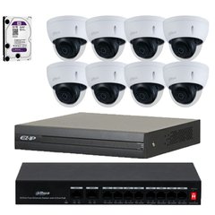 IP комплект відеонагляду Dahua 8IP4MP-IN-2TB, 8 камер, Дротовий, Внутрішня, Ip, 4 Мп