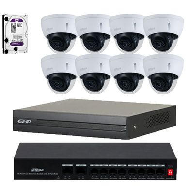IP комплект видеонаблюдения Dahua 8IP4MP-IN-2TB, 8 камер, Проводной, Внутреняя, Ip, 4 Мп