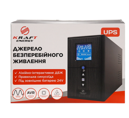 Комплект резервного живлення Kraft PSW1500VA/1200W(LCD)24V UPS + батарея 2540 Вт*г