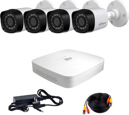 Комплект видеонаблюдения Dahua HD-CVI-4W KIT, 4 камеры, Проводной, Уличная, HD-CVI, 2 Мп