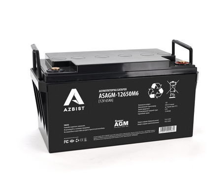 Аккумулятор AZBIST Super AGM ASAGM-12650M6, Black Case, 12V 65.0Ah ( 357 х 171 х 196 ) Q1