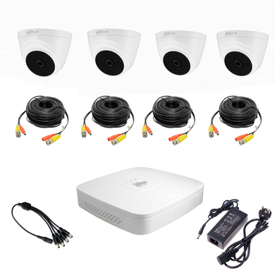 Комплект видеонаблюдения Dahua KIT1MP-4IN, 4 камеры, Проводной, Внутреняя, HD-CVI, 1 Мп