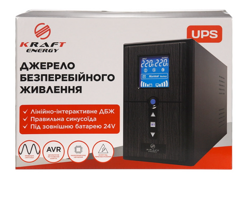 Комплект резервного живлення Kraft PSW1500VA/1200W(LCD)24V UPS + гелева батарея 2540 Вт*г