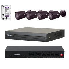 IP комплект видеонаблюдения Dahua BLACK 4IP2MP-OUT-1TB Starlight, 4 камеры, Проводной, Уличная, Ip, Starlight (ночью в цветном), 2 Мп