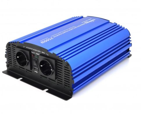 Інвертор напруги Tommatech MS-2500, 24V/220V, 2500W з апроксимованою синусоїдою, 2Shuko, USB, 2*клемні дроти, 10 запобіжників, Q2