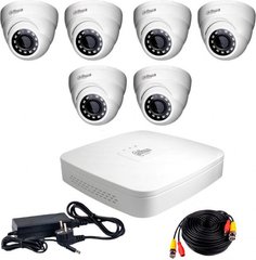 Комплект видеонаблюдения Dahua HD-CVI-6D KIT, 6 камер, Проводной, Внутреняя, HD-CVI, 2 Мп