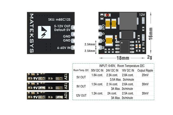 Микро BEC 12S 6-60 В до 5 В/9 В/12 В-ADJ