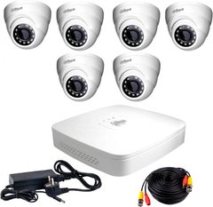 Комплект видеонаблюдения Dahua HD-CVI-6D KIT + HDD1000GB, 6 камер, Проводной, Внутреняя, HD-CVI, 2 Мп