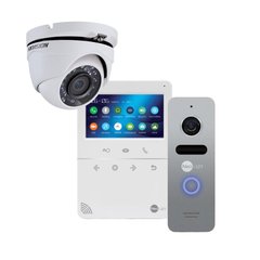 Комплект домофона с камерой Neolight TETTA/ SOLO/ DS-2CE56C0T-IRMF, Белый, Бюджетный, Аналог, Монитор + вызывная панель + доп. камера, 4.3 "