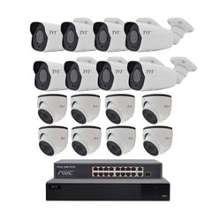 Комплект видеонаблюдения TVT-KIT-H2-2MP/16 PREMIUM, 16 камер, Проводной, Уличная, Ip, 2 Мп