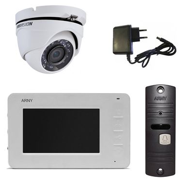 Комплект домофона з камерою Arny AVD4005 + Hikvision DS-2CE56C0T-IRMF white