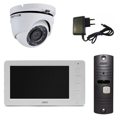 Комплект домофона з камерою Arny AVD7005 + Hikvision DS-2CE56C0T-IRMF white