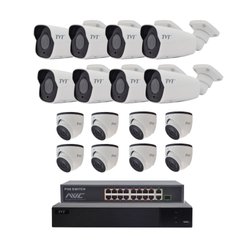 Комплект видеонаблюдения TVT-KIT-H2-2MP/16COMBO, 16 камер, Проводной, Уличная, Ip, 2 Мп