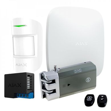 Комплект безпеки Ajax Hub Білий + Датчик руху Ajax MotionProtect Білий + Розумний замок SEVEN Lock SL-7709 + Реле Ajax Relay, Білий