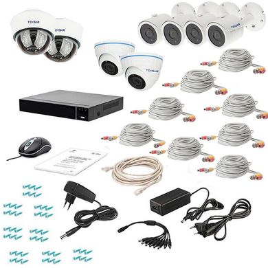 Комплект видеонаблюдения Tecsar AHD 8MIX 5MEGA, 8 камер, Проводной, Уличная+внутреняя, AHD, 5 Мп