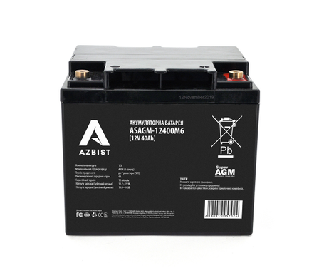 Акумулятор AZBIST Super AGM ASAGM-12400M6, Black Case, 12V 40.0Ah (205 x171 x 196) Q1
