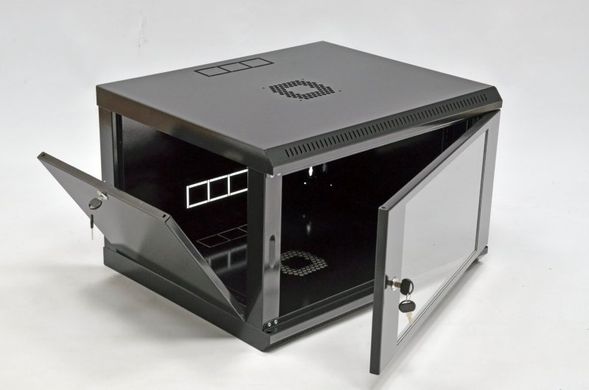 Шкаф 6U, 600х500х373 мм (Ш*Г*В), эконом, акриловое стекло, black UA-MGSWL65B