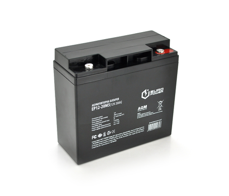Акумуляторна батарея EUROPOWER AGM EP12-20M5 12 V 20Ah (181 x 76 x 166 (168)) Black Q4, 20 А