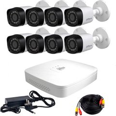 Комплект відеоспостереження Dahua HD-CVI-8W KIT + HDD1000GB, 8 камер, Дротовий, Вулична, HD-CVI, 2 Мп