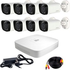 Комплект відеоспостереження Dahua HD-CVI-8W PRO KIT, 8 камер, Дротовий, Вулична, HD-CVI, 2 Мп