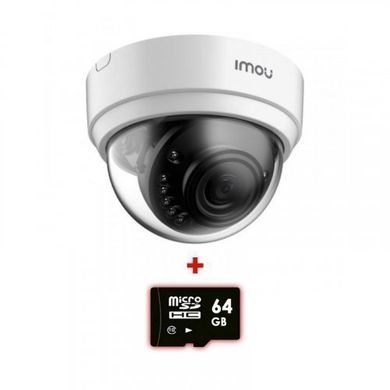 IPC-D42P 4 Мп купольна Wi-Fi відеокамера Imou, 2.8 мм, Купол, Фіксований, 4 Мп, 20 метрiв, Wi-Fi, Підтримка microSD, PoE, Приміщення
