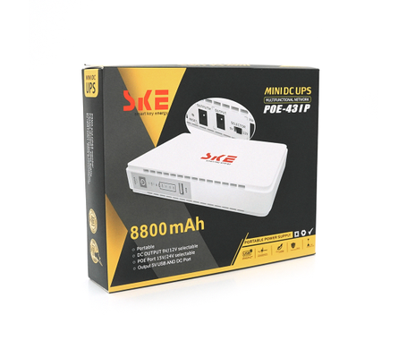ИБП MIni Ups для роутеров/коммутаторов/PON/POE-431P, 5/7.5/9/12V, 1A, 4X2200MAh, (159х28х105), 0,430 кг, White, BOX