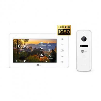 Комплект відеодомофона Neolight NeoKIT Pro White, Білий, Бізнес, Full HD, Монітор + виклична панель, 7 "