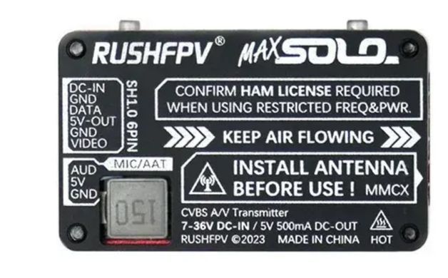 Відеопередавач RUSH MAX SOLO 4.9G/5.8G 25/500/1000/2500mW