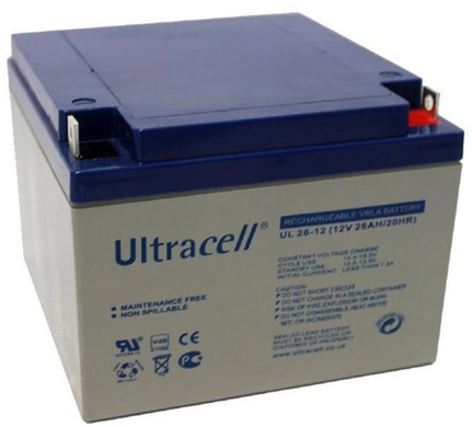 БАТАРЕЯ АКУМУЛЯТОРНА ULTRACELL UL26-12, 12В, 26АЧ, AGM