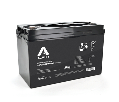 Акумулятор AZBIST Super AGM ASAGM-121000M8, Black Case, 12V 100.0Ah (329 x 172 x 215) Q1