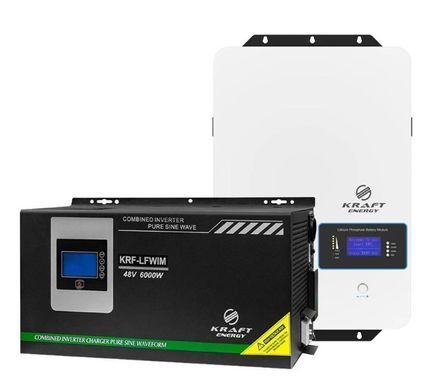 Комплект резервного питания: гибридный инвертор на 6kW Kraft + АКБ 48В 10240Втч Kraft KRF-48/200BWM LiFePO4