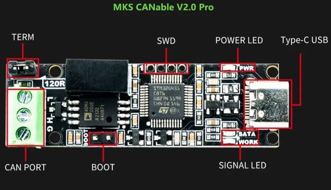 Модуль преобразователя Makerbase CANable 2.0